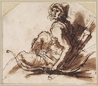 E 036
<br/>
Zittend boogschutter, naar links
<br/>
<em>Rosa, Salvator (1615-1673)</em>